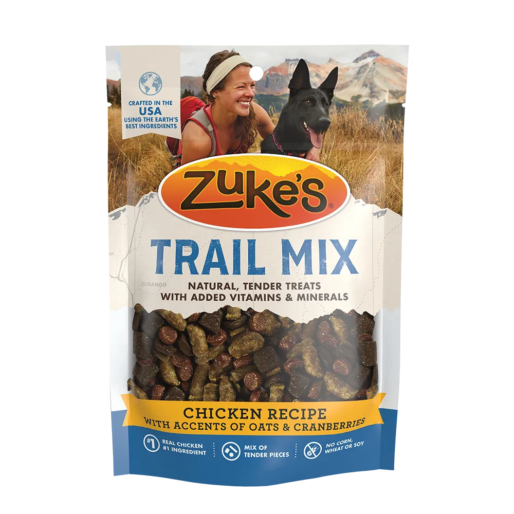 Zukes Trail Mix Peanut Butter and Oats Recipe dog treats front of packaging