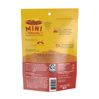 Zukes Mini Naturals Chicken Recipe Dog Treats back packaging