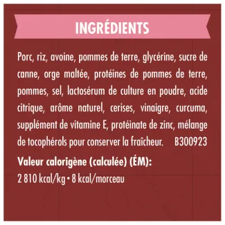 Gâteries pour le dressage pour chiens Zuke's Lil' Links Recette de porc et pommes - ingredients