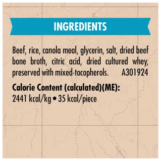 Zuke's Chewy Meaty Sticks Beef Recipe, Dog Treats - Ingredients