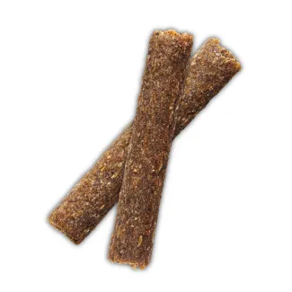 Two chicken and turkey flavor Zukes Adventure Sticks. Tender, meaty stick shaped dog treats made with natural ingredients